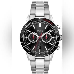 Hugo Boss Allure Chronograph Black Dial Stainless Steel Bracelet Watch | 44mm